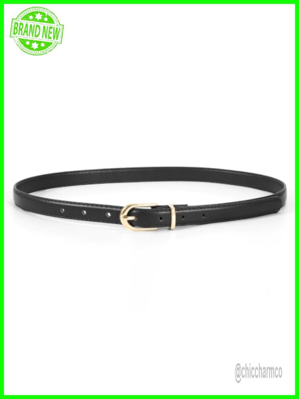 Women's Skinny Faux Leather Belt Thin Metal Buckle for Jeans Dress Pants